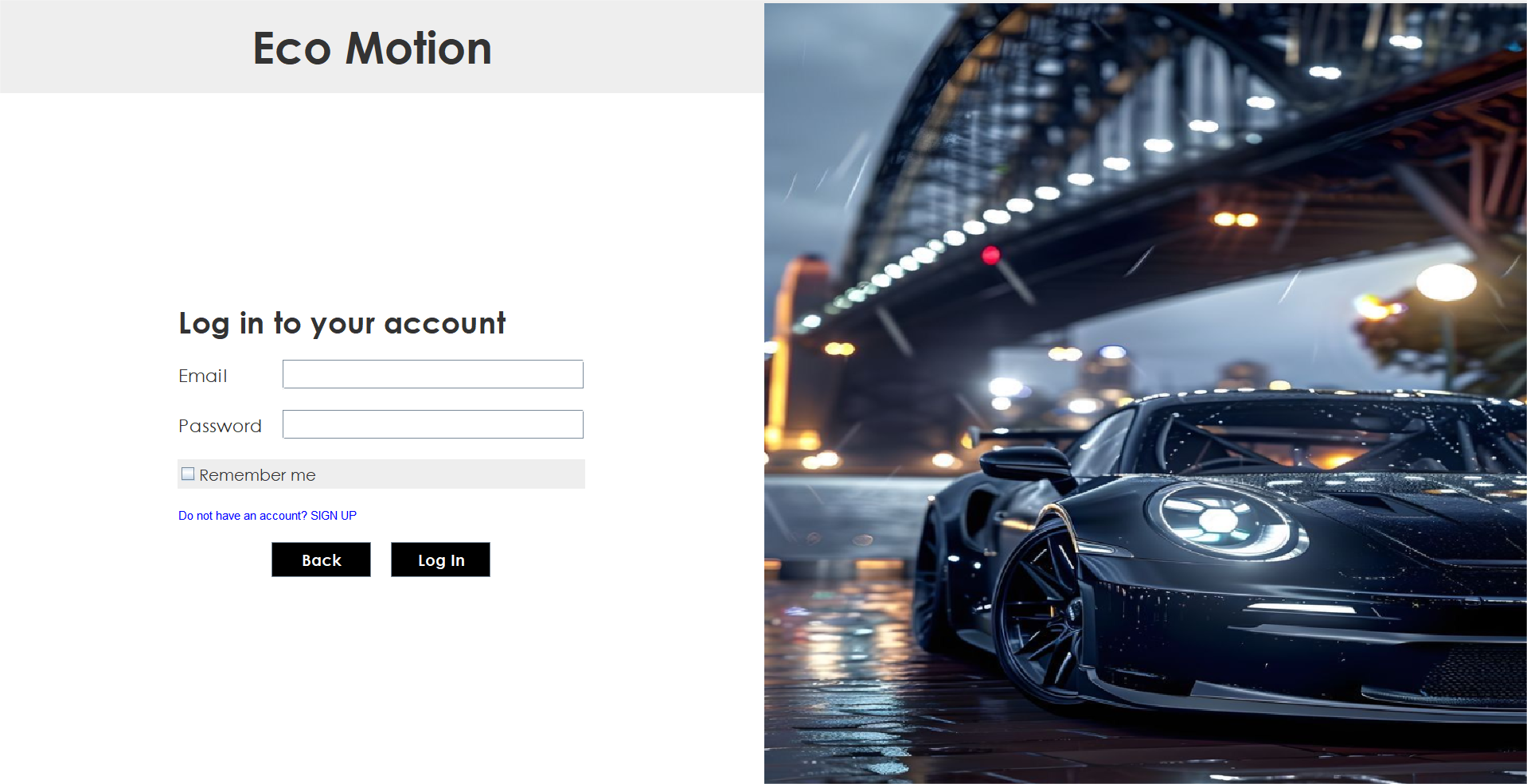 EcoMotion Login Page