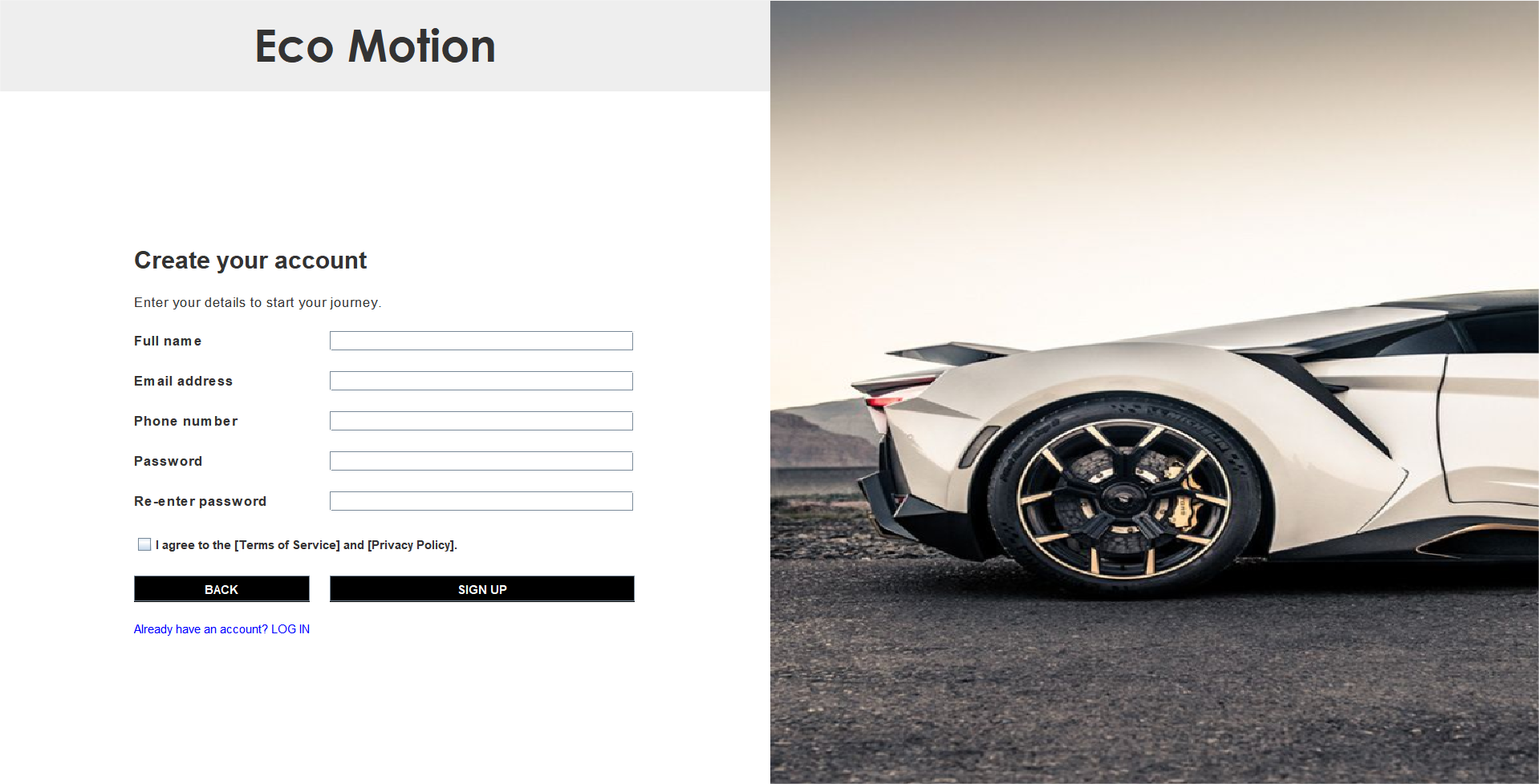EcoMotion Login Page