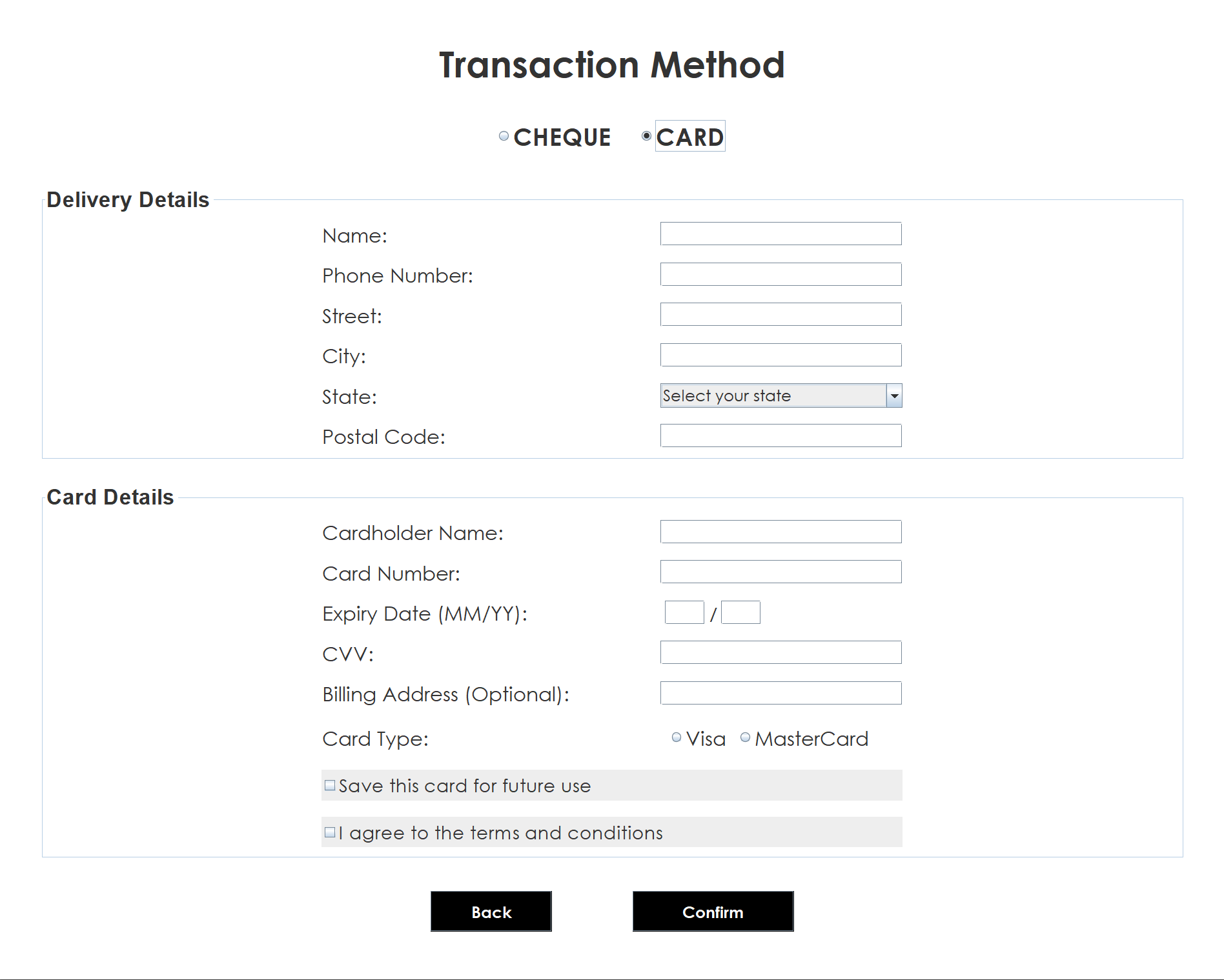 EcoMotion Payment Method Page